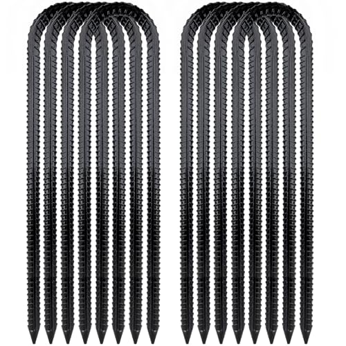 Garden Stakes Galvanized Steel, 16IN U Hook Ground Anchors Heavy Duty Rebar Stakes for Outdoor Decorations, Tent, Fencing and Landscape 8 Pack - style: U-16IN