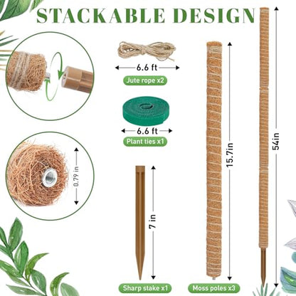 54 Inch Moss Pole, for Climbing Plants Indoor