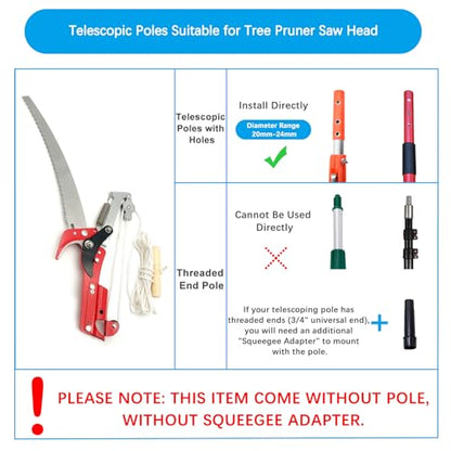 BAYTORY Extendable Tree Pruner Saw Head Without Pole, High-Altitude Branches Trimmer Pruning Shears, Harvester Clipper for Plant Twig Vine, Garden Trimming Tool - style: Iron Connector | 2-Wheel