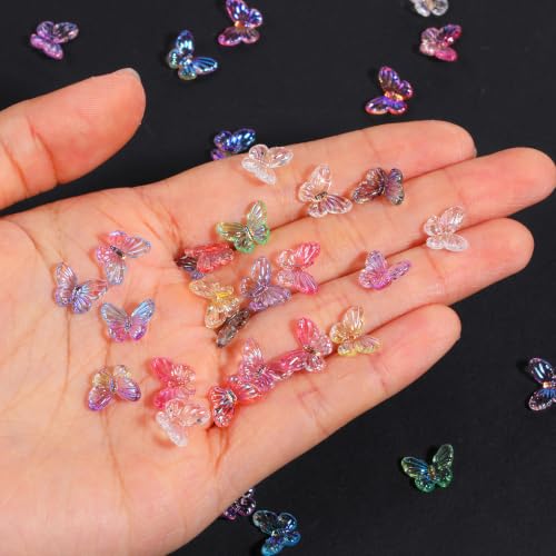 Sibba 100Pcs Mini Resin Butterfly, Miniature Dollhouse Fairy Garden Decor - style: Butterfly