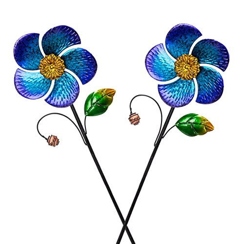 Viveta 2 Pack Wind Spinners with Metal Stake, Outdoor Garden Pinwheels - color: B-blue-2 Pack