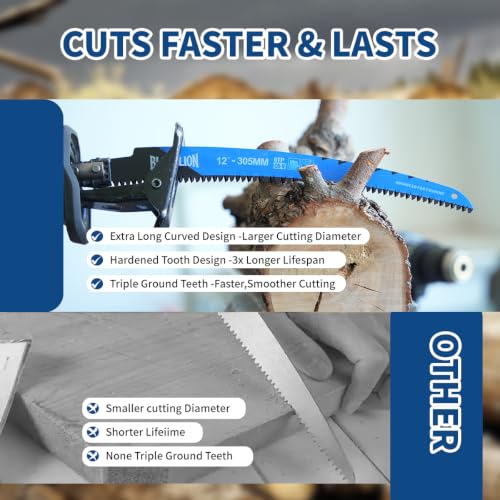 12 Inch Japanese Teeth Reciprocating Saw Blades 3-Piece - size: 12Inch-3PC