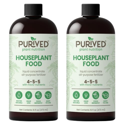 Purived 16oz All-Purpose Liquid Plant Fertilizer - Makes 50 Gallons, for Indoor Houseplants, All-Natural, Groundwater Safe, Made in USA (Pack of 2) - size: 16 fl oz (Pack of 2)