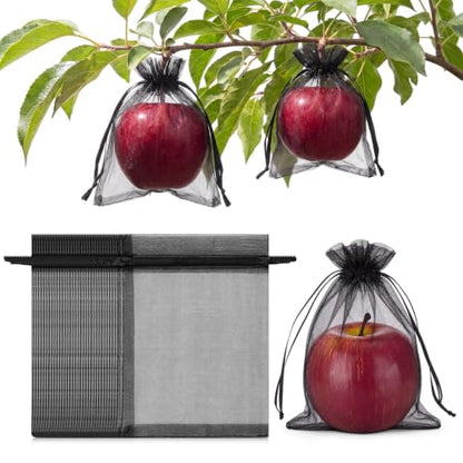 Sabary 100 Pcs Fruit Netting Bags Black, 5x7 Inch Mesh for Garden - color: Black