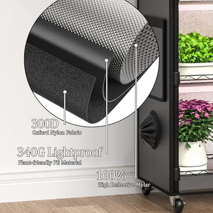 Indoor Greenhouse with Grow Light with 96W, 5 Tier 23.2" L×13.3" W×61.3" H