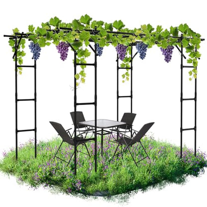 DoCred 87"H x 118"L Garden Arch Trellis, Metal Trellis for Climbing Plants - size: 87" H x 118" L x 79" W/Square