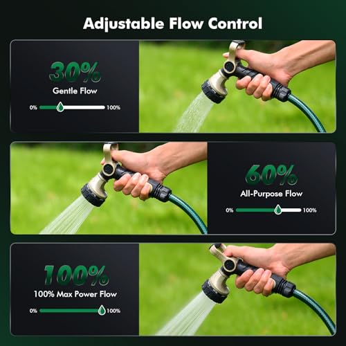 RESTMO Garden Hose Nozzle Heavy Duty, Fireman Style Water Hose Nozzle - size: 7 Spray Patterns-Thumb Control