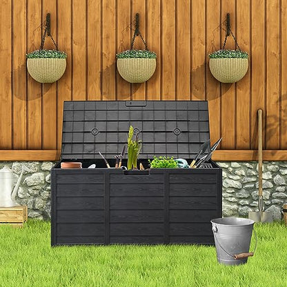 VINGLI 75 Gallon Weatherproof Outdoor Storage Box, Black - color: Black