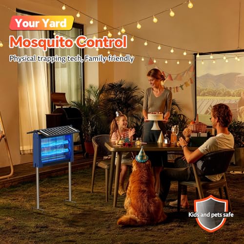 Solar Bug Zapper with Dual Panels, 4500V Waterproof Mosquito Zapper Outdoor - color: Blue