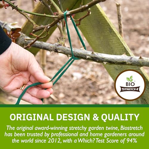 Bio-Stretch Soft Garden Twine & Plant Ties for Outdoor Plants, 1 Ball Green - size: 65 ft / 20M