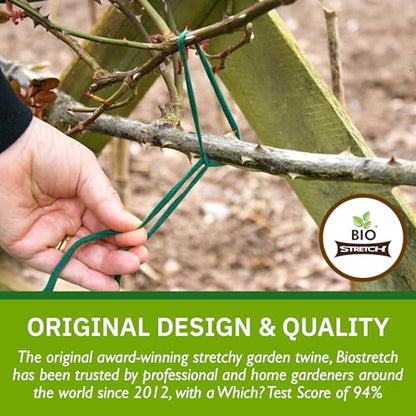 Bio-Stretch Soft Garden Twine & Plant Ties for Outdoor Plants, 1 Ball Green - size: 65 ft / 20M