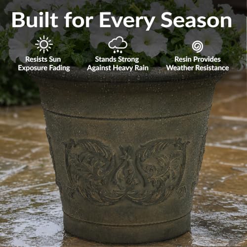 Sunnydaze Arabella 16'' Plastic Planter Pot for Plants, Sable - color: Sable, size: 16 in