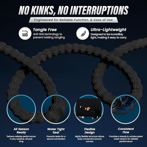 TITAN 100 ft Garden Hose – Lightweight Flexible Water Hose, Kink-Free Non-Expanding, High Flow, Solid Brass Fittings, Leak-Proof with Nozzle