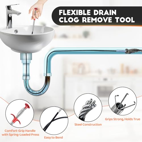 Flexible Grabber Tool (4 Claws), Snake for Shower Drain with Tweezers - color: 24 inches