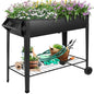 32" Rolling Raised Garden Bed with Wheels, Metal Elevated Planter Box