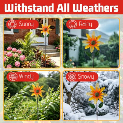 Viveta Sunflower Wind Spinner,Flower Metal Wind Sculpture - color: Yellow-c