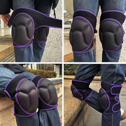 Knee Pads for Women Men, Adjustable Knee Cushions, Purple M (1 Pair) - color: Purple, size: Medium