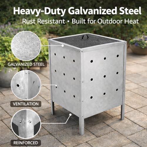 31.7-Gallon Burn Barrel for Outdoor Waste 29 x 16 inches