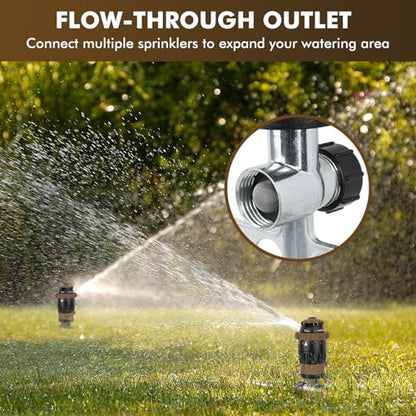 [2 Pack] RESTMO Gear Drive Sprinkler with Metal T-Spike Base,Brown - color: Brown, size: 2 Pack