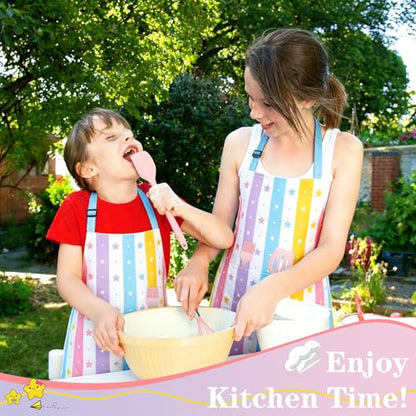 Kids Aprons for Cooking, Toddler Apron for Girls with Pockets Apron for Kid - color: Star Stripe