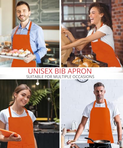Utopia Kitchen Bib Aprons 2 Pack Adjustable With 2 Pockets - color: Orange