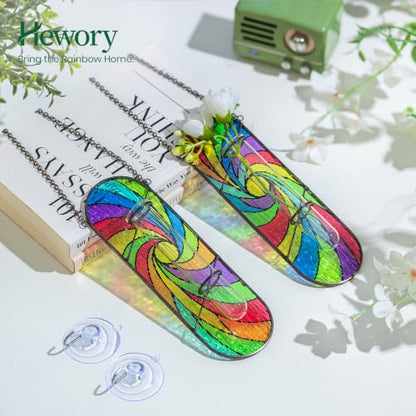 Hewory Stained Glass Window Hanging: 2PCS Propagation Stations, Rainbow - color: Multicolor