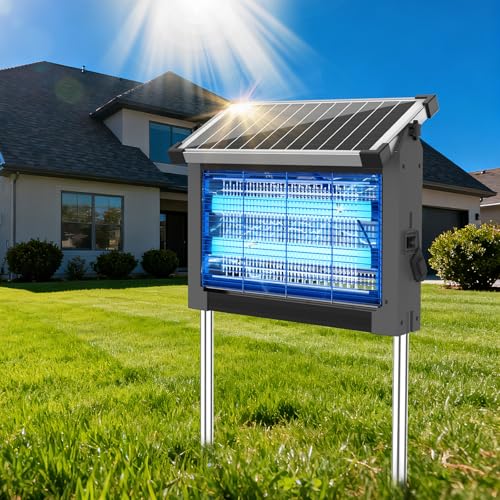 OnBeam Solar Bug Zapper Outdoor, 4500V Mosquito Zapper Fly Trap for Patio - color: Light Gray