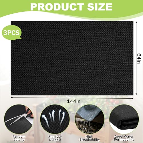 3PCS 64" X 114" Raised Garden Bed Liner, Planter Box Liner with Glove