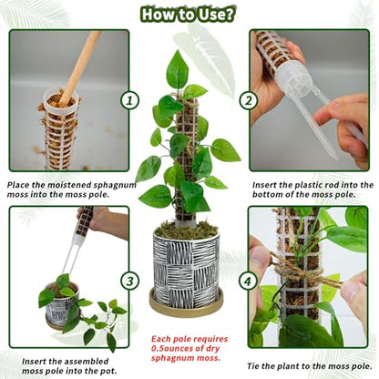 Small Moss Pole for Monstera - Stackable & Refillable Plastic Moss Poles for Climbing Plants with Large Mesh Design (4Pack-White-Small) - size: 4Pack-White-Small