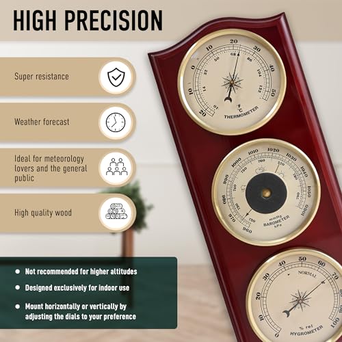 Classic Analog Weather Station-Home Barometers-Indoor Barometer-Barometer Hygrometer Thermometer-Traditional Weather Indicators-Home Decor.