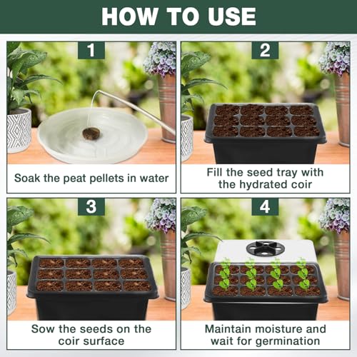 ZeeDix 2 Set Seed Starter Tray Kits with 30 Pack Coco Coir Pellets - color: 2 Set