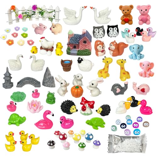 103PCS Fairy Garden Accessories Kit,Mini Resin Animals Figurines