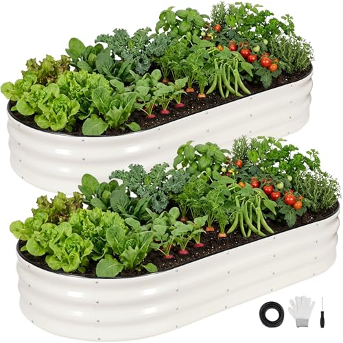 INNO STAGE 2Pcs Galvanized Raised Garden Bed Outdoor, 6x3x1FT Planter Box - color: White, size: 6x3x1FT(2PCS)