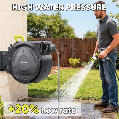 75 FT x 5/8" Retractable Garden Hose Reel with 3/4" Brass Fitting - color: Green, size: 75FT-5/8"