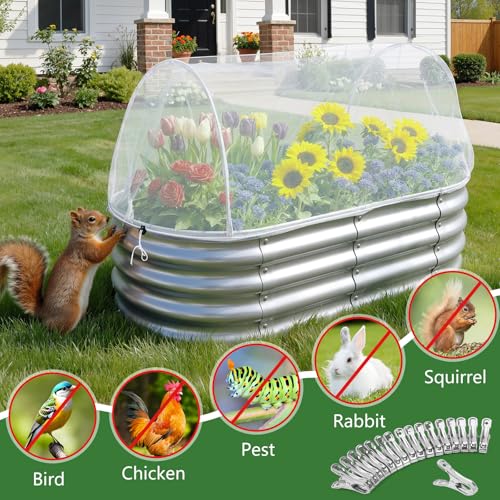 Garden Netting for Raised Beds 2PCS, Raised Garden Bed Plant Netting Cover Mesh with Drawstring for Garden Protection, Rectangular Bird Insect Netting Pest Barrier Screen for Vegetable, 4x2x1ft, White - color: 2pcs White Mesh