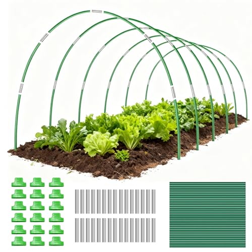 36 PCS Garden Hoops for Raised Beds, Rust-Free Plastic Coated Fiberglass Greenhouse Hoops, DIY Garden Tunnel Kit for Netting & Row Cover, Flexible Plant Support Stakes for Garden