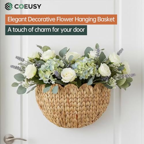 Coeusy Scalloped Wicker Wall Basket, Boho Hanging Basket for Home Decor