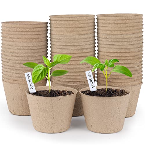 homenote 60 Pcs 3.15 Inch Peat Pots,Nursery Plant Pots,Seed Starting Pots - size: 4 Inch