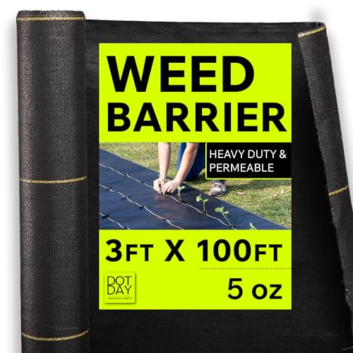 DOTDAY 5oz Weed Barrier Fabric, Heavy Duty Woven Landscape Fabric 3x100ft - size: 3x100ft - 5oz