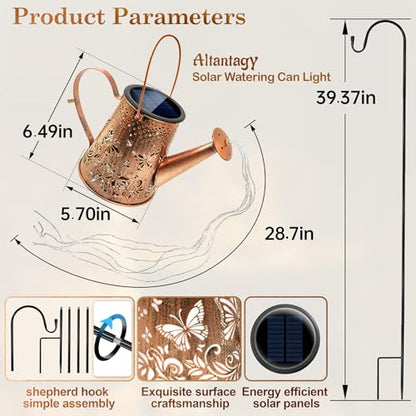 Solar Watering Can Lights:Outdoor Waterproof Metal Led String Lantern - Butterfly Fariy Hanging Decorations for Garden Pathway Patio - Mothers Day Gifts for Mom Grandma Women Over 40 - size: Butterfly