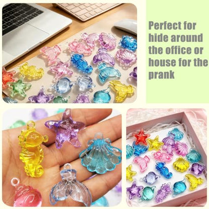 70 PCS Seashells Ocean Sensory Bin Filler, Mini Resin Animal Figures - style: Mini Seashells(70 Pieces)