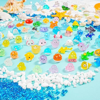 100+pcs Ocean Mini Resin Animals 78 Styles Tiny Sea Resin Dollhouse Décor