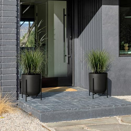 Veradek Mason Series Raised Lima Planter - Round Planter with Stand - color: Black, size: 15 inch - 2 Pack