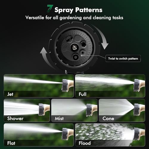 RESTMO Garden Hose Nozzle Heavy Duty, Fireman Style Water Hose Nozzle - size: 7 Spray Patterns-Thumb Control