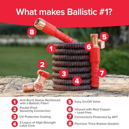 Pocket Hose Ballistic 100 FT Expandable Garden Hose, No-Kink, As Seen on TV - size: 100 FT