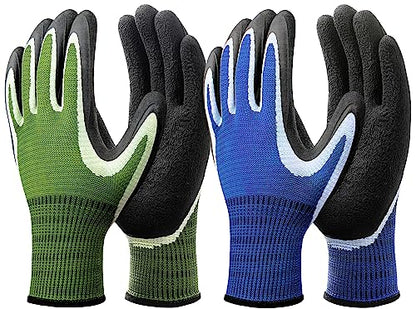 DOFOWORK Gardening Gloves - 6 Pair Gardening Gloves for Women/Men with Grip - color: Blue & Green, Large