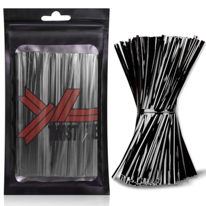 4 Inches Twist Ties for Bags,800pcs Bread Ties for Plastic Bags,Black Twist Ties,Twisty Ties for Candy Bags, Coffee Bags, Snacks, Cake Pops, Party Supplies - color: Black