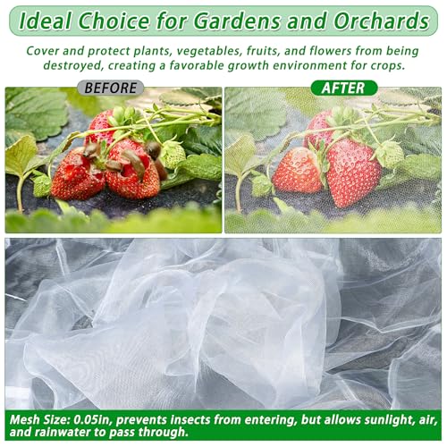 Garden Netting for Raised Beds, Plant Covers Garden Protection Bird Netting - size: 96x48x12 in