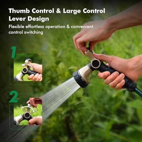 RESTMO Garden Hose Nozzle Heavy Duty, Fireman Style Water Hose Nozzle - size: 7 Spray Patterns-Thumb Control