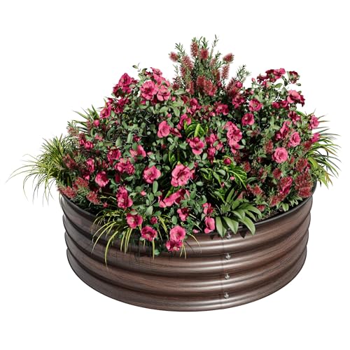 4×4×2ft Round Galvanized Raised Garden Bed – Metal Planter Box Kit with Rust & Corrosion Protection, Safe Rubber Edge, Open Bottom Design – Easy Assembly for Vegetables, Flowers, Fruits